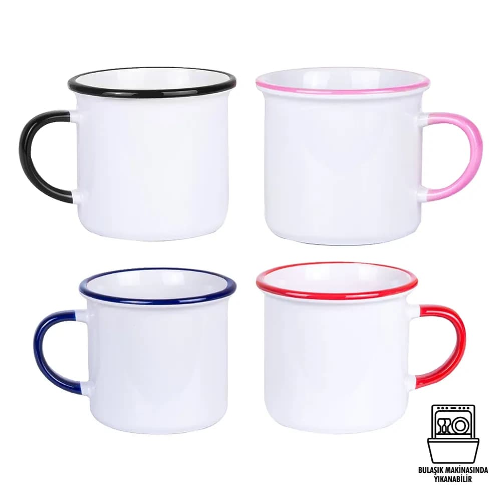 Sublimation Enamel Mug with Colored Handle and Rim - Boxed