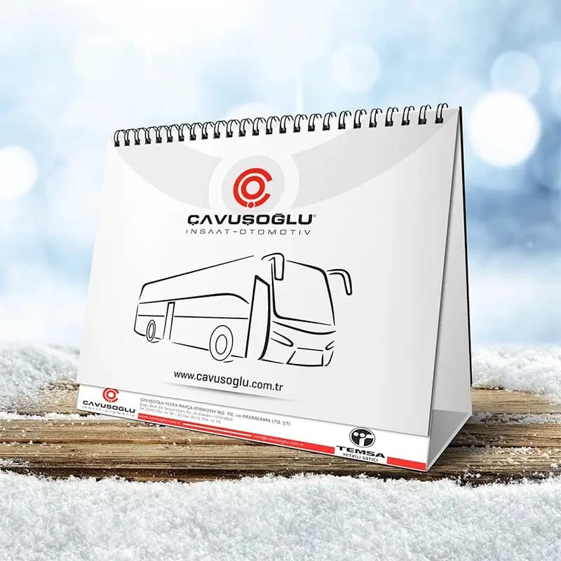 Spiral Bound Promotional Desk Calendar with Carrying Case