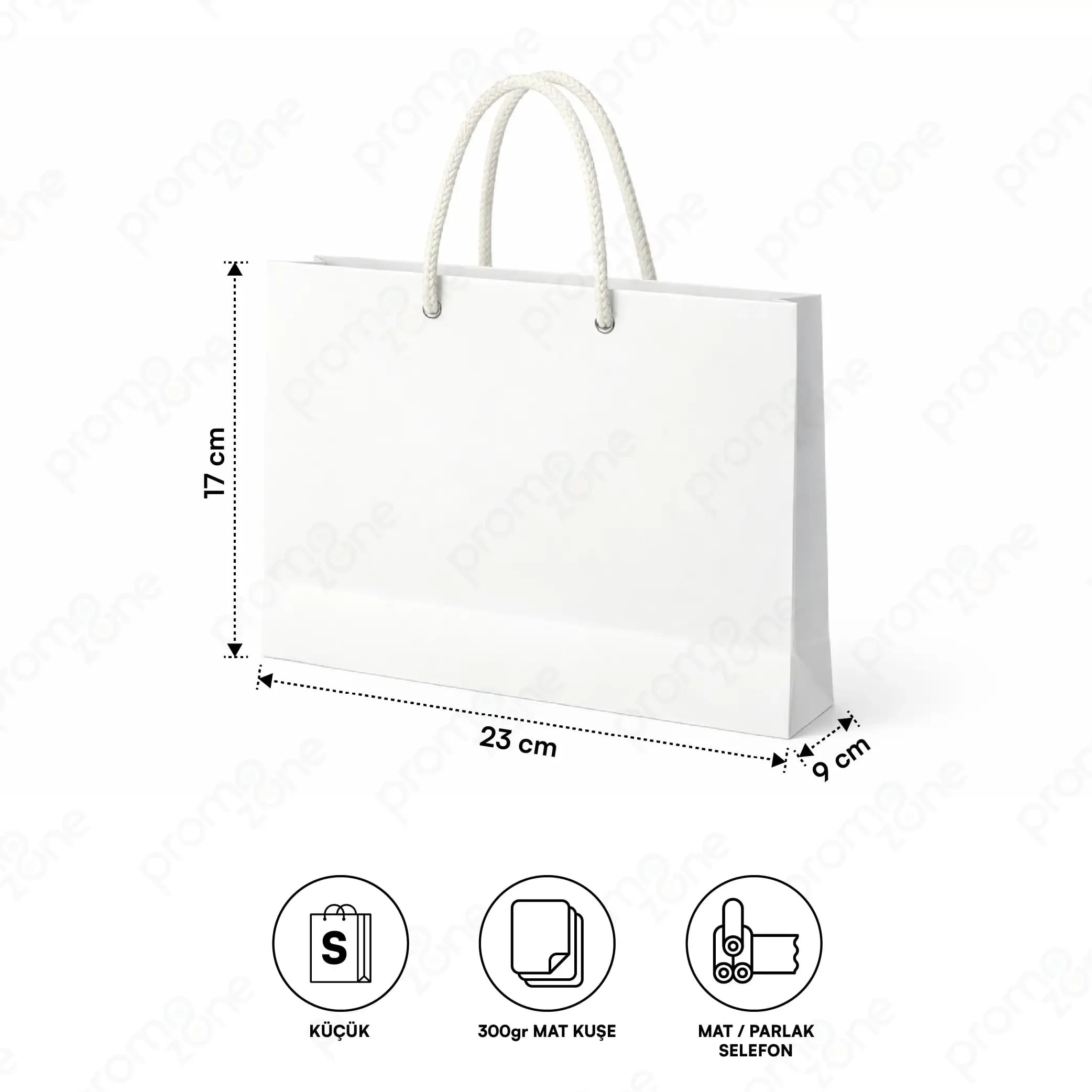 23x17x9 cm Small Size 300 gram Matte Coated Horizontal Cardboard Bag
