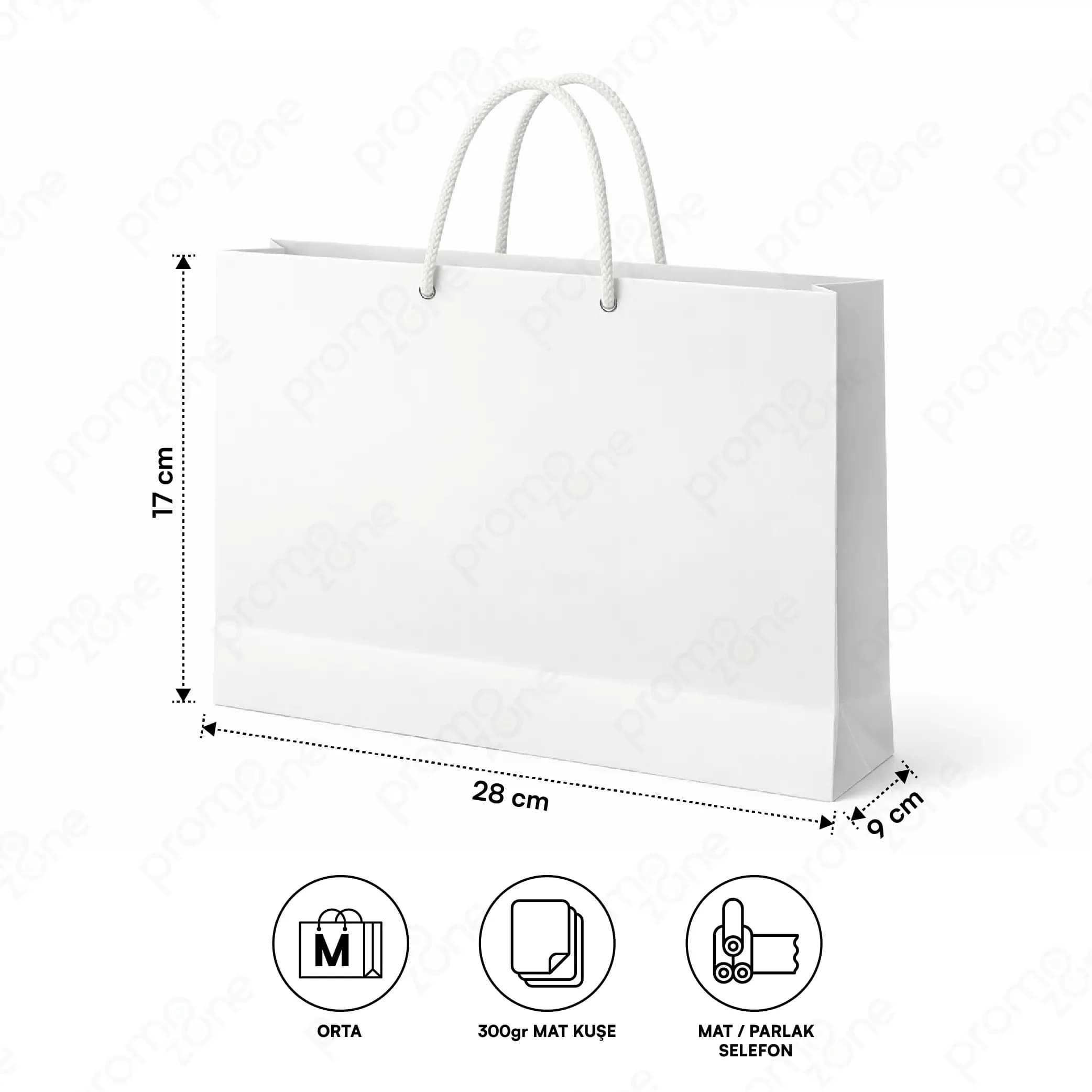 28x17x9 cm Medium Size 300 gram Matte Coated Horizontal Cardboard Bag