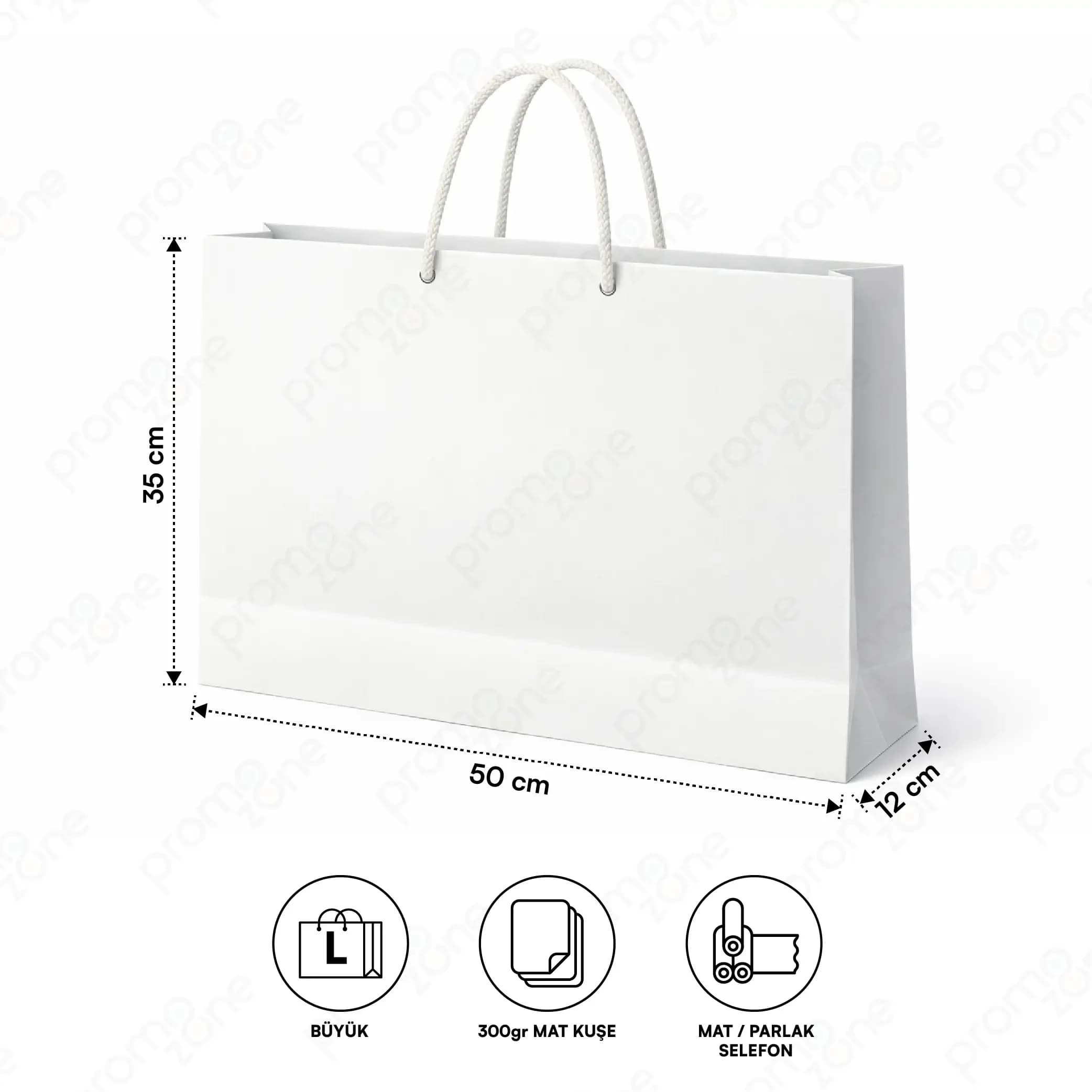 50x35x12 cm Large Size 300 gram Matte Coated Horizontal Cardboard Bag