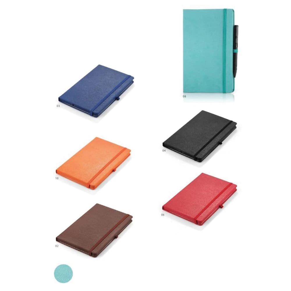 13 x 21 cm Thermo Leather Cover Undated Notebook, 224 Pages, 80 gr First Grade Cream Inner Paper, Pen Compartment, Colored Lined Edges