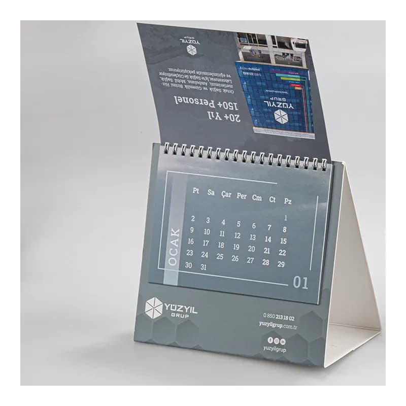 Spiral Bound Promotional Desk Calendar with Cardboard Carrier