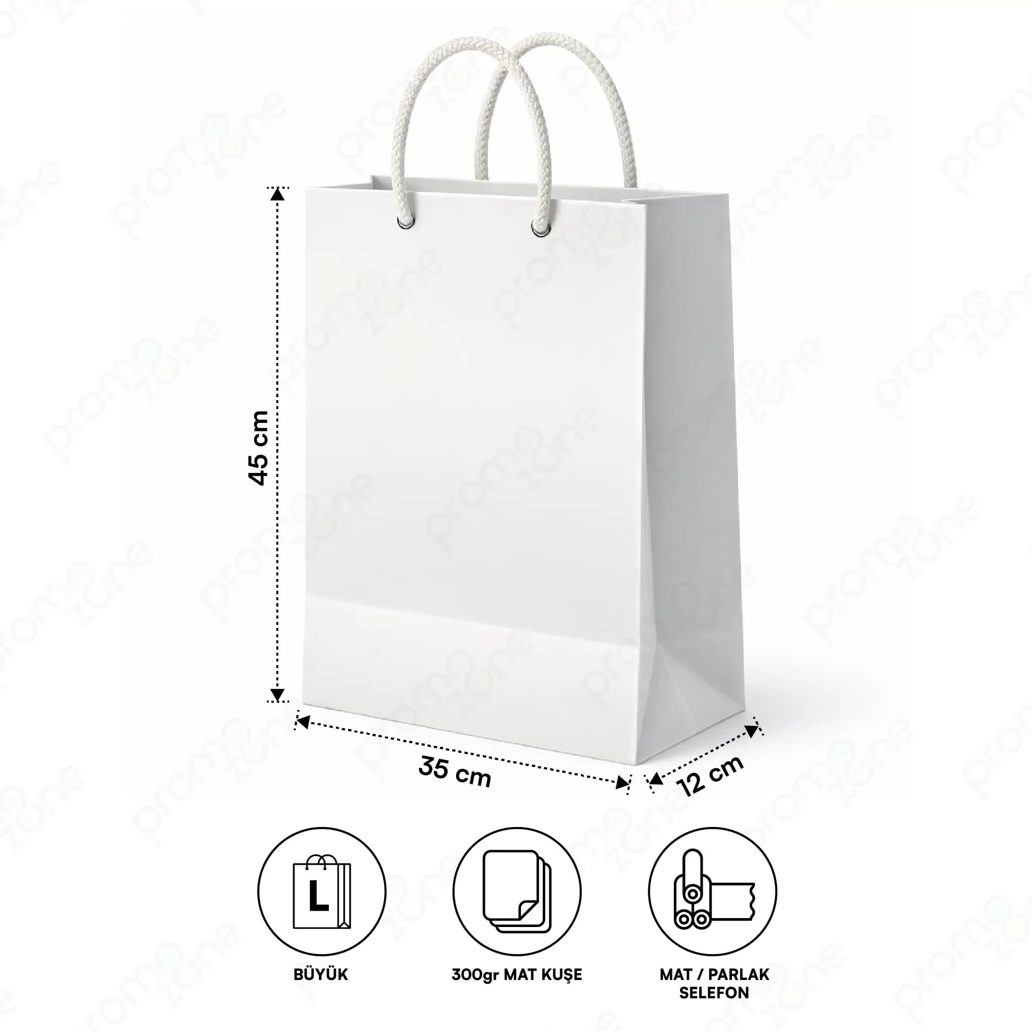 35x45x12 cm Large Size 300 gram Matte Coated Vertical Cardboard Bag